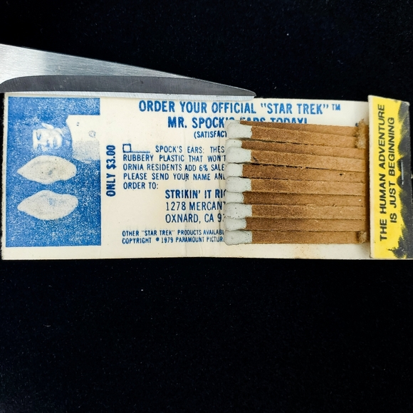 Vintage 70s Star Trek The Motion Picture Movie Promo Matchbook Spock Ears Offer - Picture 6 of 9
